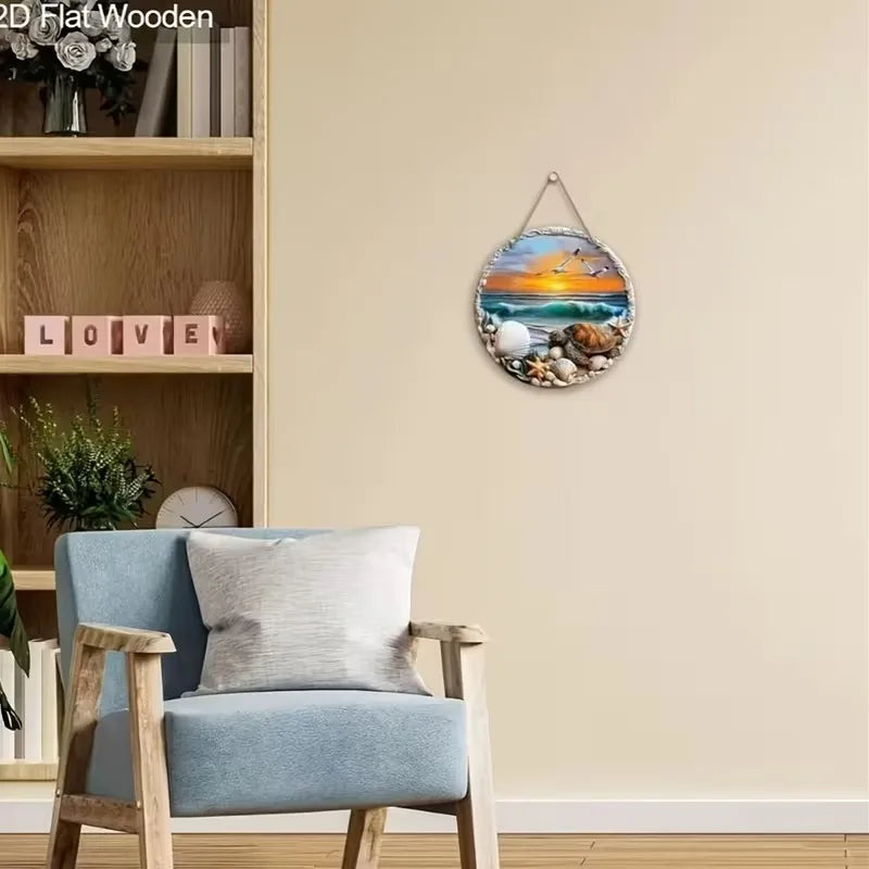Natural Wood Round Panel Art 30x30cm Painted Custom Design Scandinavian Style Wall Hanging for Cozy Home Decor