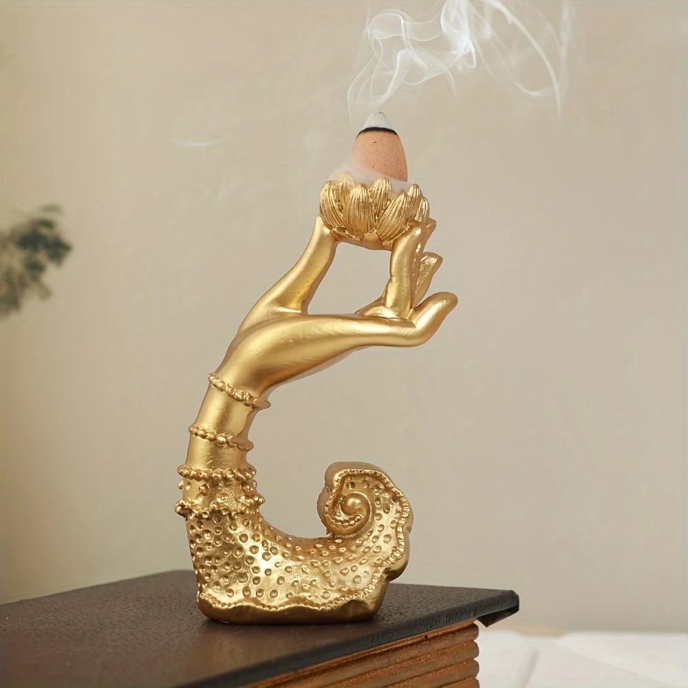 Elegant for Lotus Finger Incense Burner Resin, Classic Style for Halloween Home Decor, Meditation Room Decor for Christmas