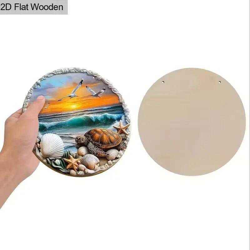 Natural Wood Round Panel Art 30x30cm Painted Custom Design Scandinavian Style Wall Hanging for Cozy Home Decor