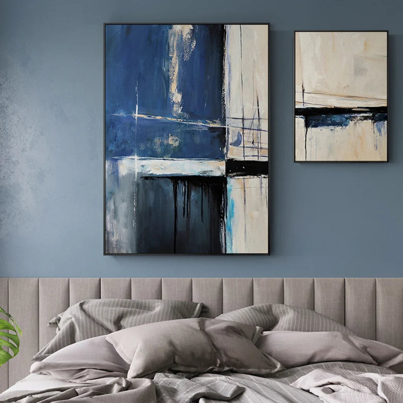 Abstract Blue Nordic Oil painting Wall Art Pictures Canvas Painting for Home Decor Cuadros Living Room Decoration