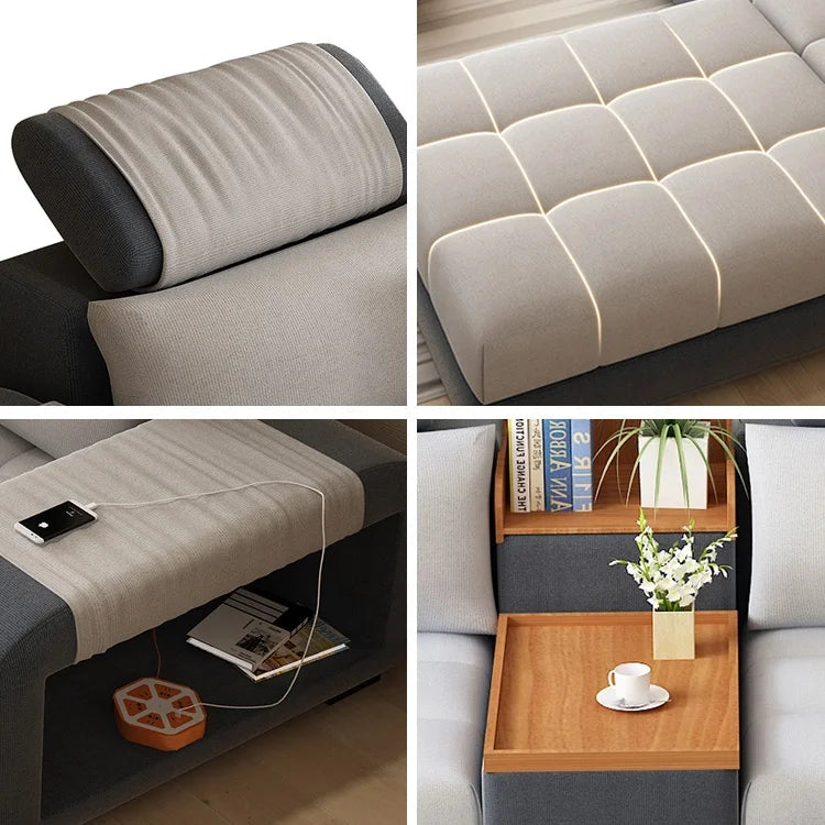 Home Furniture Popular Modern U Shape Sectional Corner Customized  Linen Flannel Fabric Cheap Guangzhou Sofa Set for Living Room