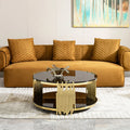 Hotel Luxury Round Shape Glass Top Coffee Table Round for Living Room Black and Gold Home Furniture Stainless Steel Tea Table