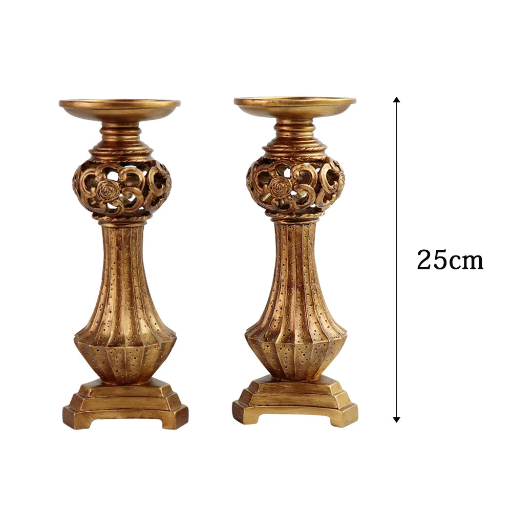 US Stock! Set of Hand-painted Resin Candle Holders with Hollow Flower Carvings-Fashion Home Decor for Enthusiasts Event Planners