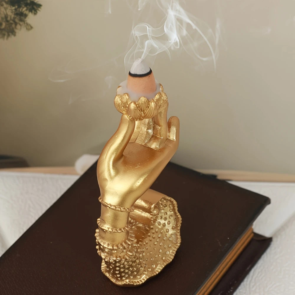 Elegant for Lotus Finger Incense Burner Resin, Classic Style for Halloween Home Decor, Meditation Room Decor for Christmas