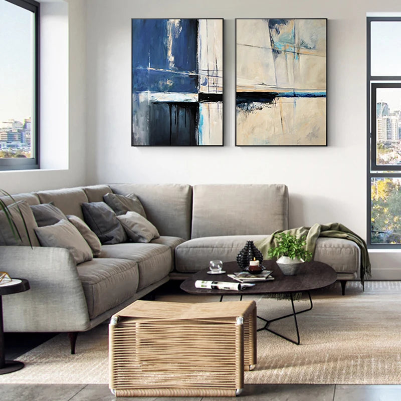 Abstract Blue Nordic Oil painting Wall Art Pictures Canvas Painting for Home Decor Cuadros Living Room Decoration