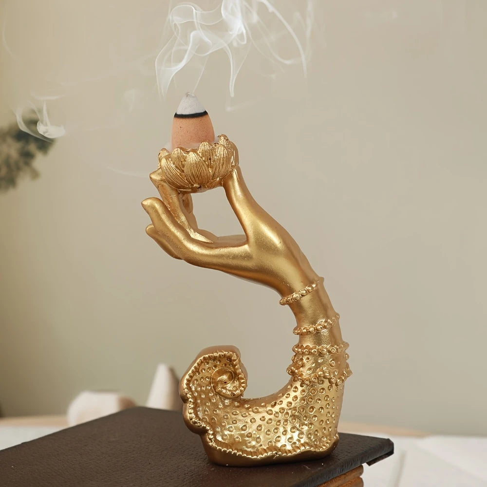 Elegant for Lotus Finger Incense Burner Resin, Classic Style for Halloween Home Decor, Meditation Room Decor for Christmas