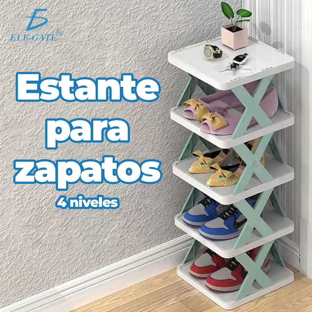Foldable 4-Level Shoe Rack Organizer ELE-GATE Modern Minimalist Plastic Storage Shelf Home Furniture Freestanding Living Room