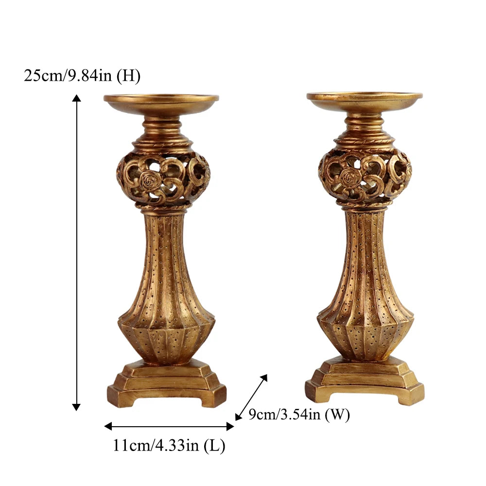 US Stock! Set of Hand-painted Resin Candle Holders with Hollow Flower Carvings-Fashion Home Decor for Enthusiasts Event Planners